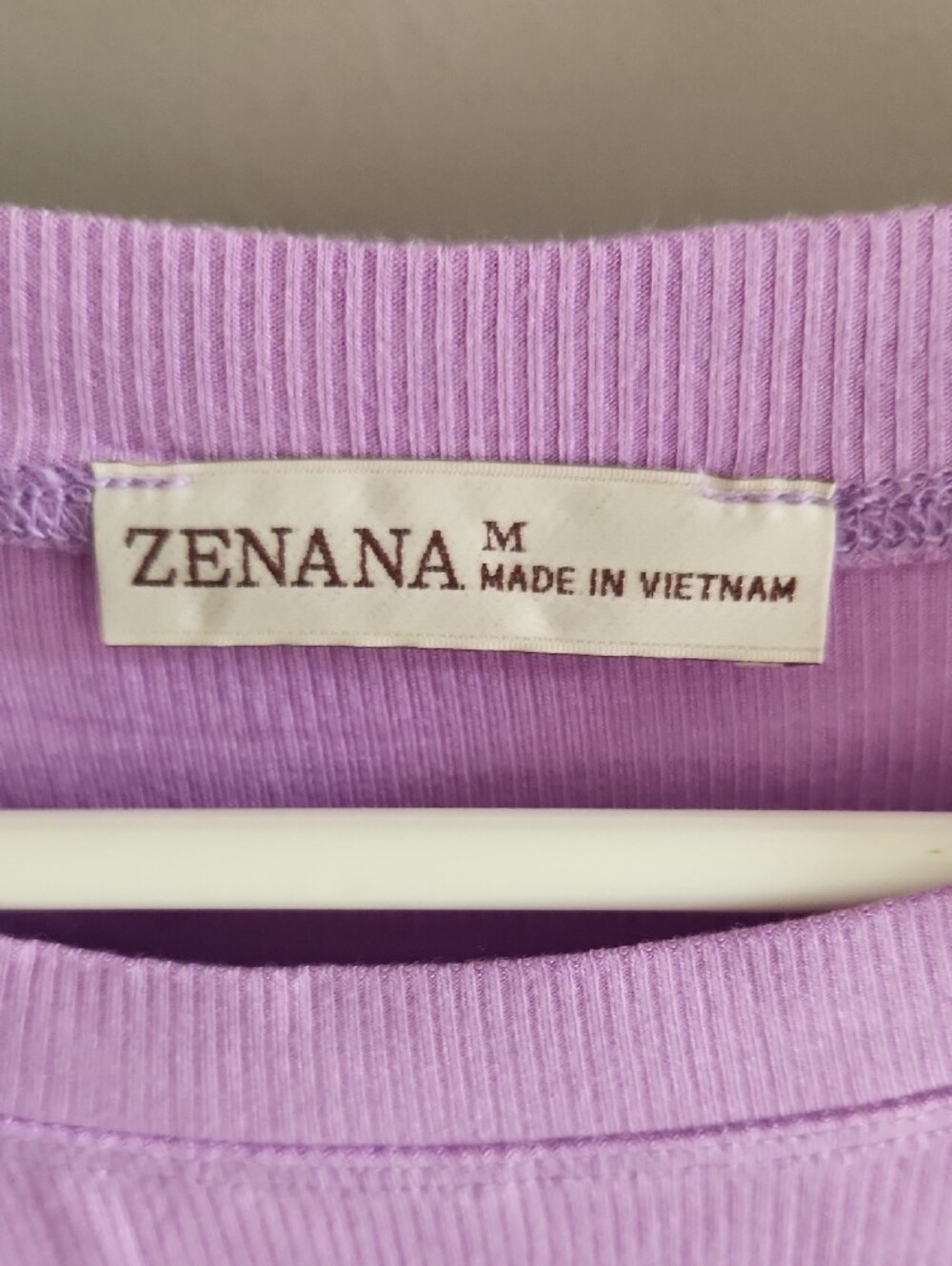 SALE! Zenana Outfitters Lavender Ribbed Boxy Crop Tee - Picture 2 of 4